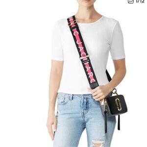 Marc Jacobs Black Crossbody Bag with Pink Strap